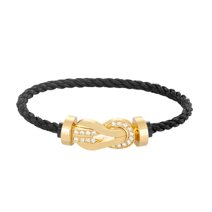 [Olivia JW]CHANCE LARGE 8 FIGURE BUCKLE HALF DIAMOND BRACELET GOLD