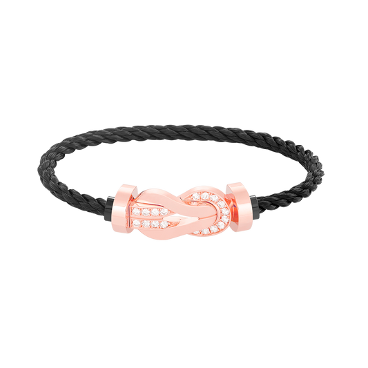 [Olivia JW]CHANCE LARGE 8 FIGURE BUCKLE HALF DIAMOND BRACELET ROSE GOLD