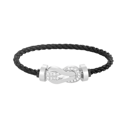 [Olivia JW]CHANCE LARGE 8 FIGURE BUCKLE HALF DIAMOND BRACELET SILVER