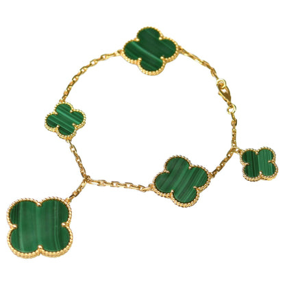 [Olivia JW]MAGIC CLOVER MALACHITE GOLD BRACELET 5 MOTIFS