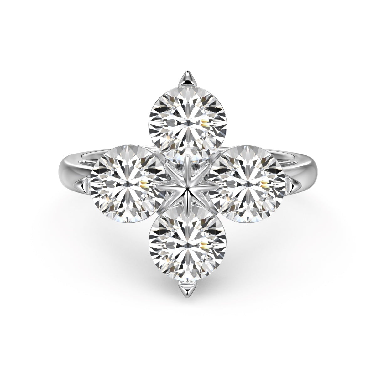 [Olivia JW]Four-Leaf Clover Eight-Pointed Star Ring