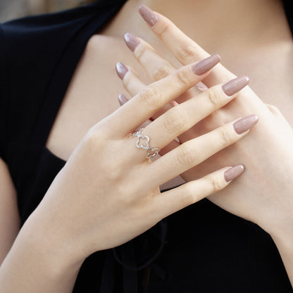 [Olivia JW]Hollow Design Four-Leaf Clover Flower Shape Ring