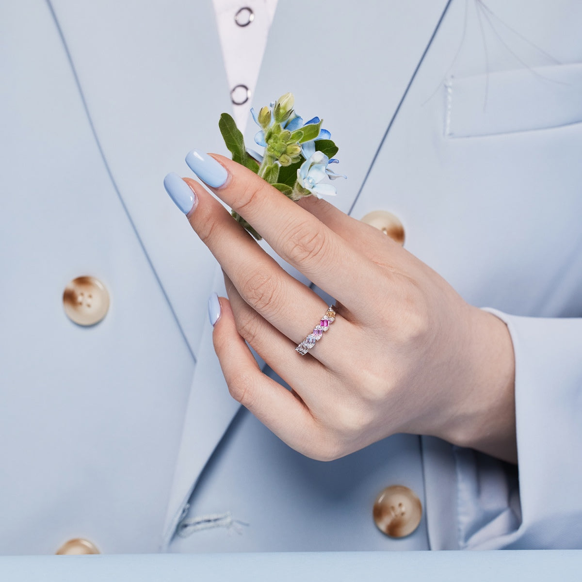 [Olivia JW]Delicate Vibrant Emerald Cut Daily Ring