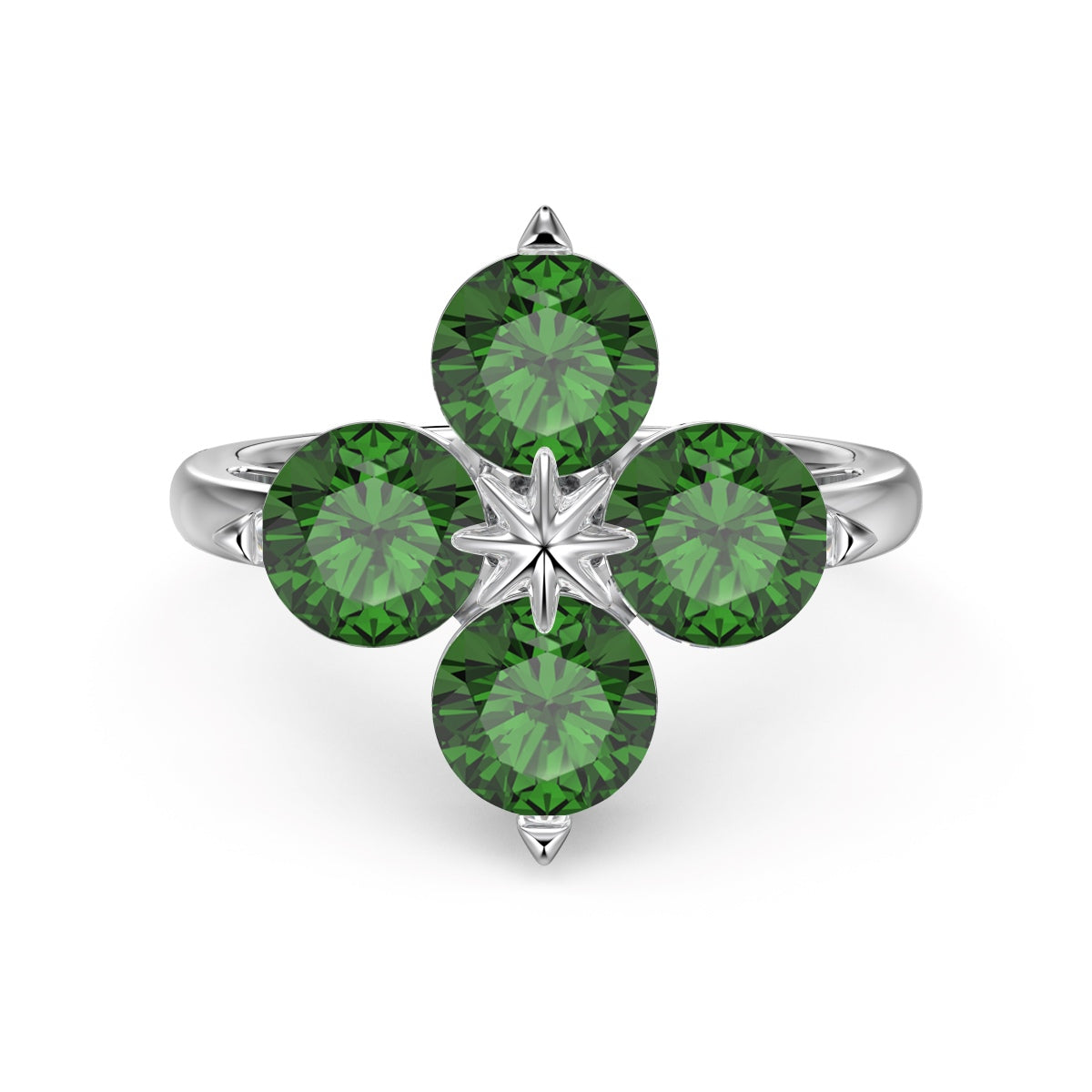 [Olivia JW]Four-Leaf Clover Eight-Pointed Star Ring