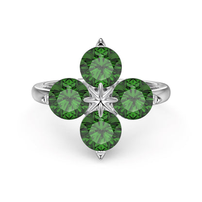[Olivia JW]Four-Leaf Clover Eight-Pointed Star Ring