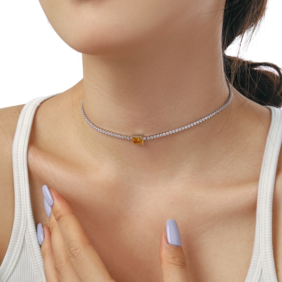 [Olivia JW]2.0 carat Ornate Emerald Cut Necklace