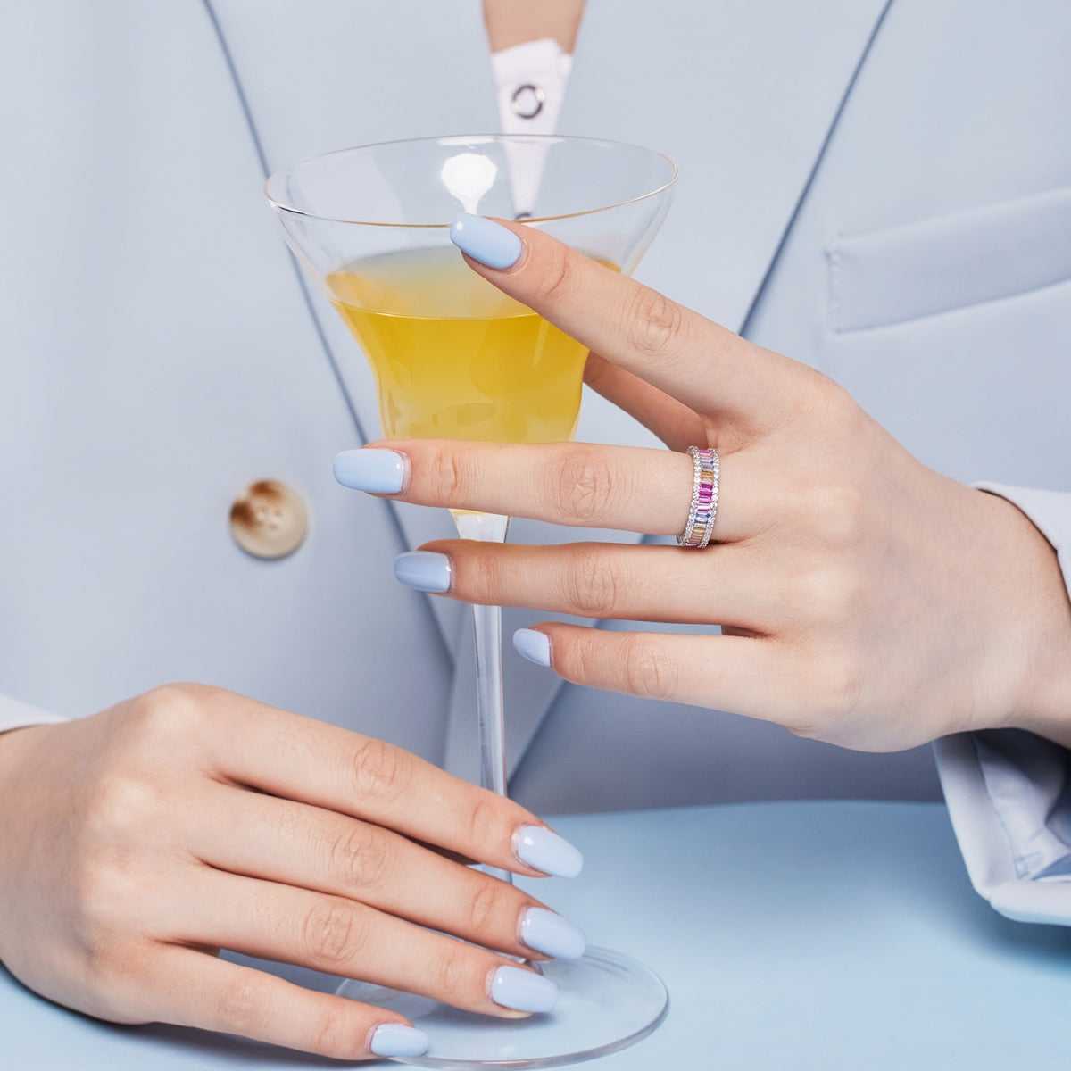 [Olivia JW]Dainty Kaleidoscopic Emerald Cut Daily Ring
