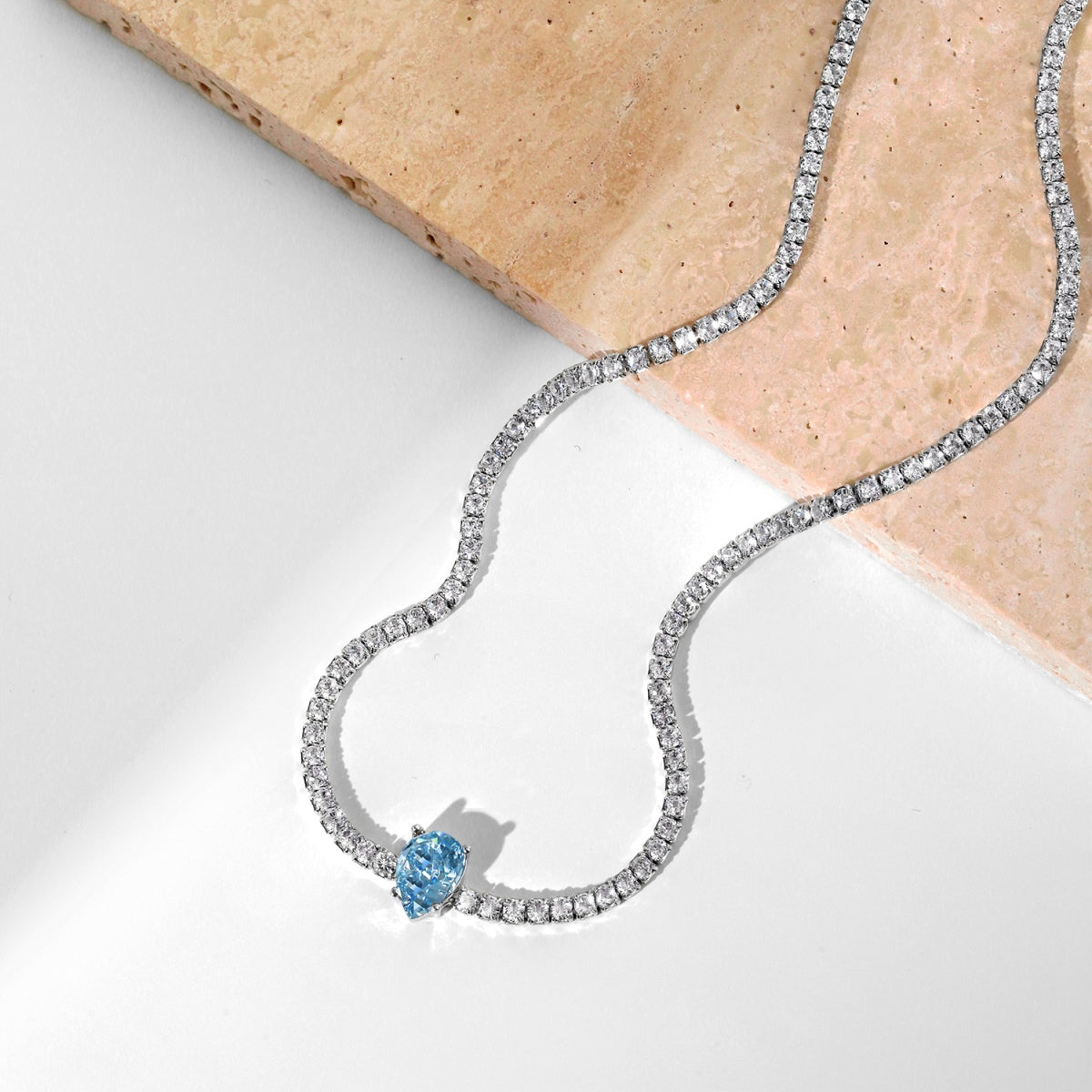 [Olivia JW]1.0 carat Unique Pear Cut Tennis Necklace