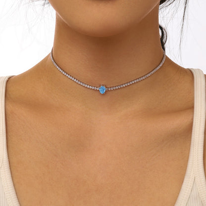 [Olivia JW]1.0 carat Unique Pear Cut Tennis Necklace