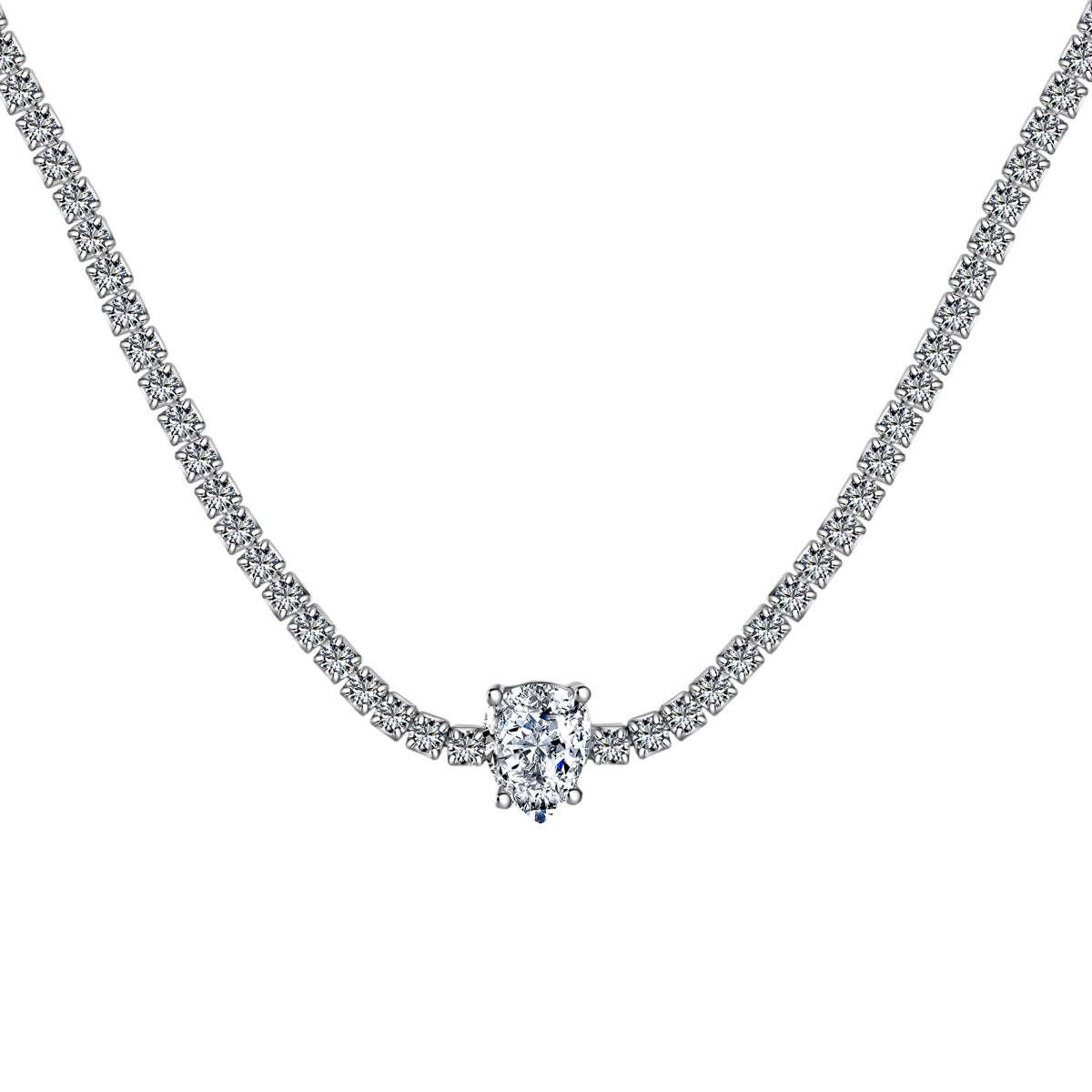 [Olivia JW]1.0 carat Unique Pear Cut Tennis Necklace