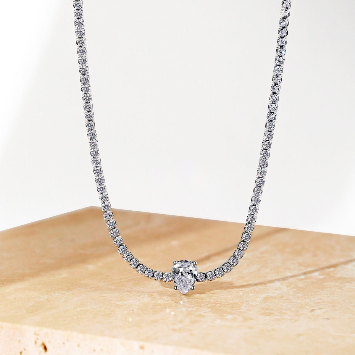 [Olivia JW]1.0 carat Unique Pear Cut Tennis Necklace