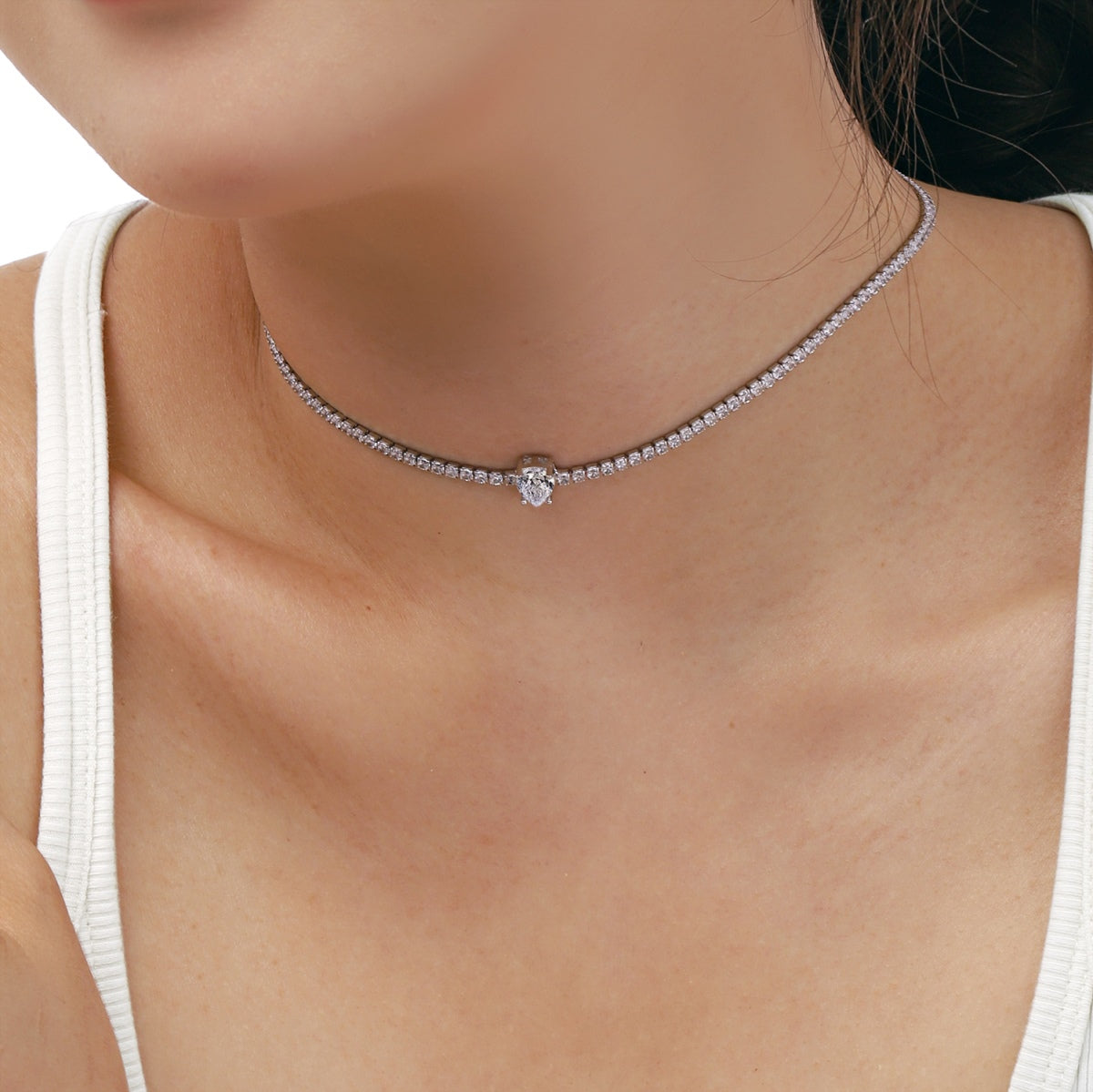 [Olivia JW]1.0 carat Unique Pear Cut Tennis Necklace