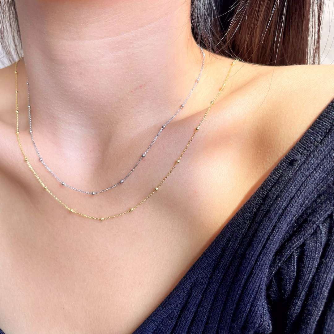 [Olivia JW]Small Bead Clavicle Chain Simple Necklace