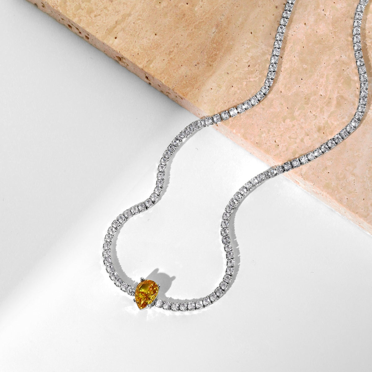 [Olivia JW]1.0 carat Unique Pear Cut Tennis Necklace