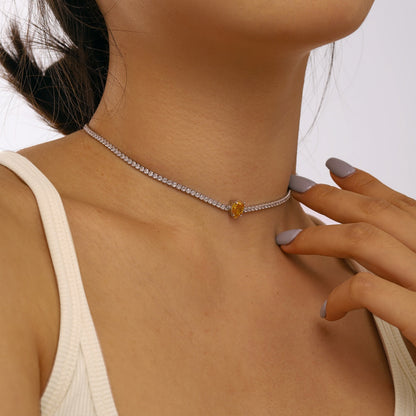 [Olivia JW]1.0 carat Unique Pear Cut Tennis Necklace