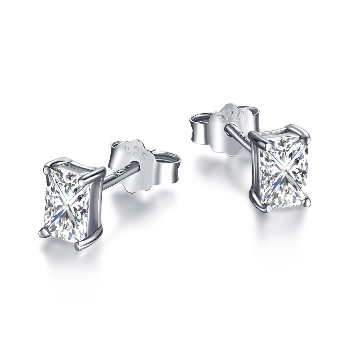 [Olivia JW]Stylish Shiny Rectangular Center Stone Stud Earrings
