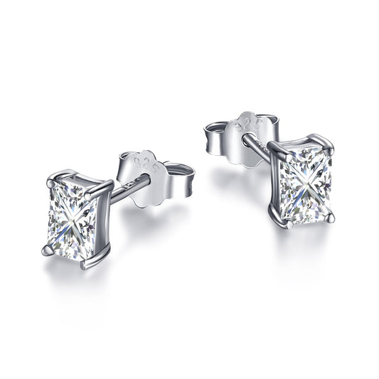 [Olivia JW]Stylish Shiny Rectangular Center Stone Stud Earrings