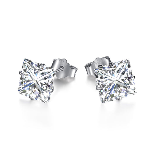 [Olivia JW]Stylish Shiny Square Center Stone Stud Earrings