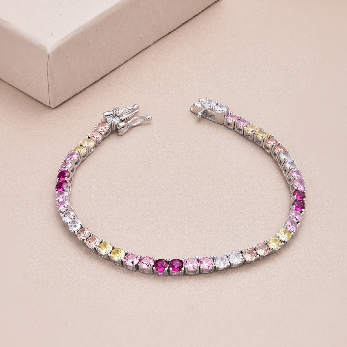[Olivia JW]Radiant Colorful Round Cut Tennis Bracelet