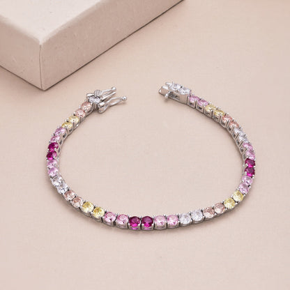 [Olivia JW]Radiant Colorful Round Cut Tennis Bracelet
