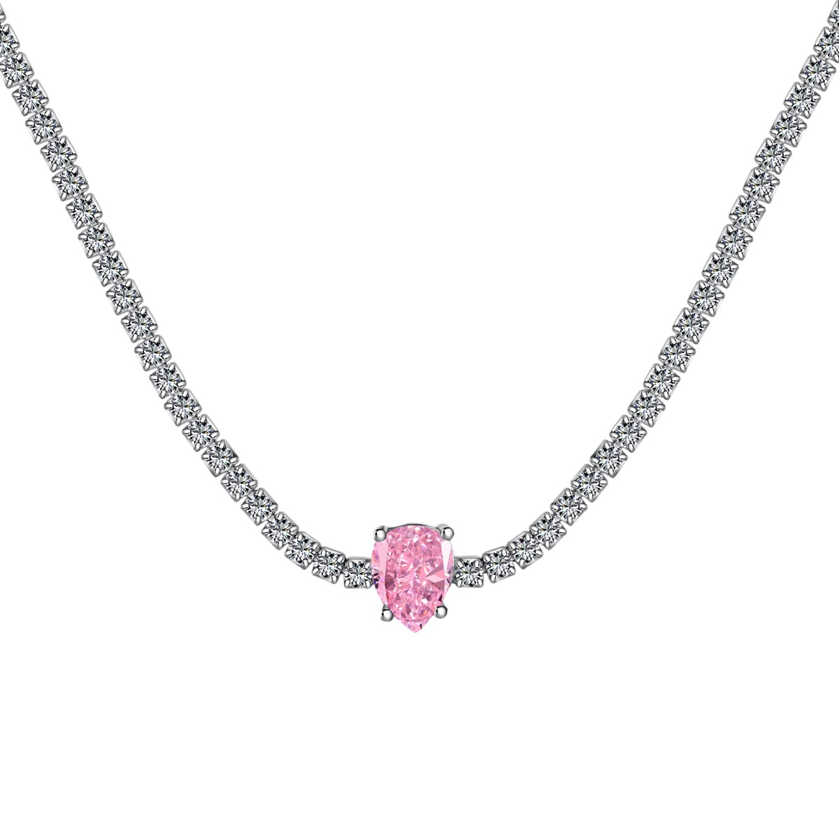 [Olivia JW]1.0 carat Unique Pear Cut Tennis Necklace