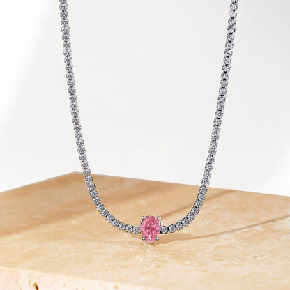 [Olivia JW]1.0 carat Unique Pear Cut Tennis Necklace