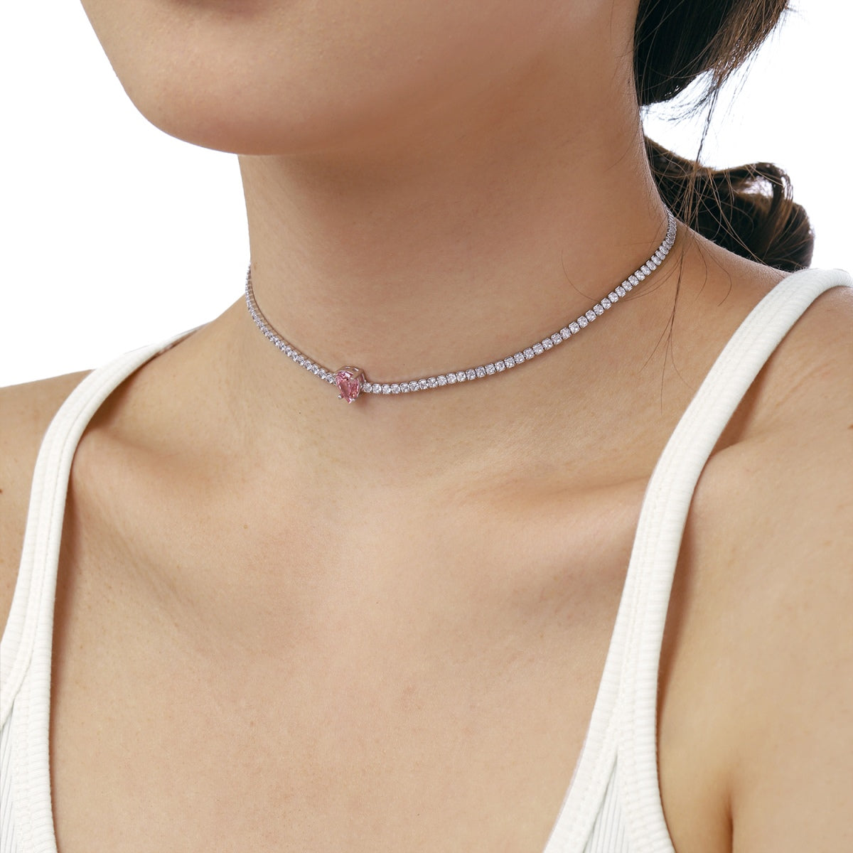 [Olivia JW]1.0 carat Unique Pear Cut Tennis Necklace