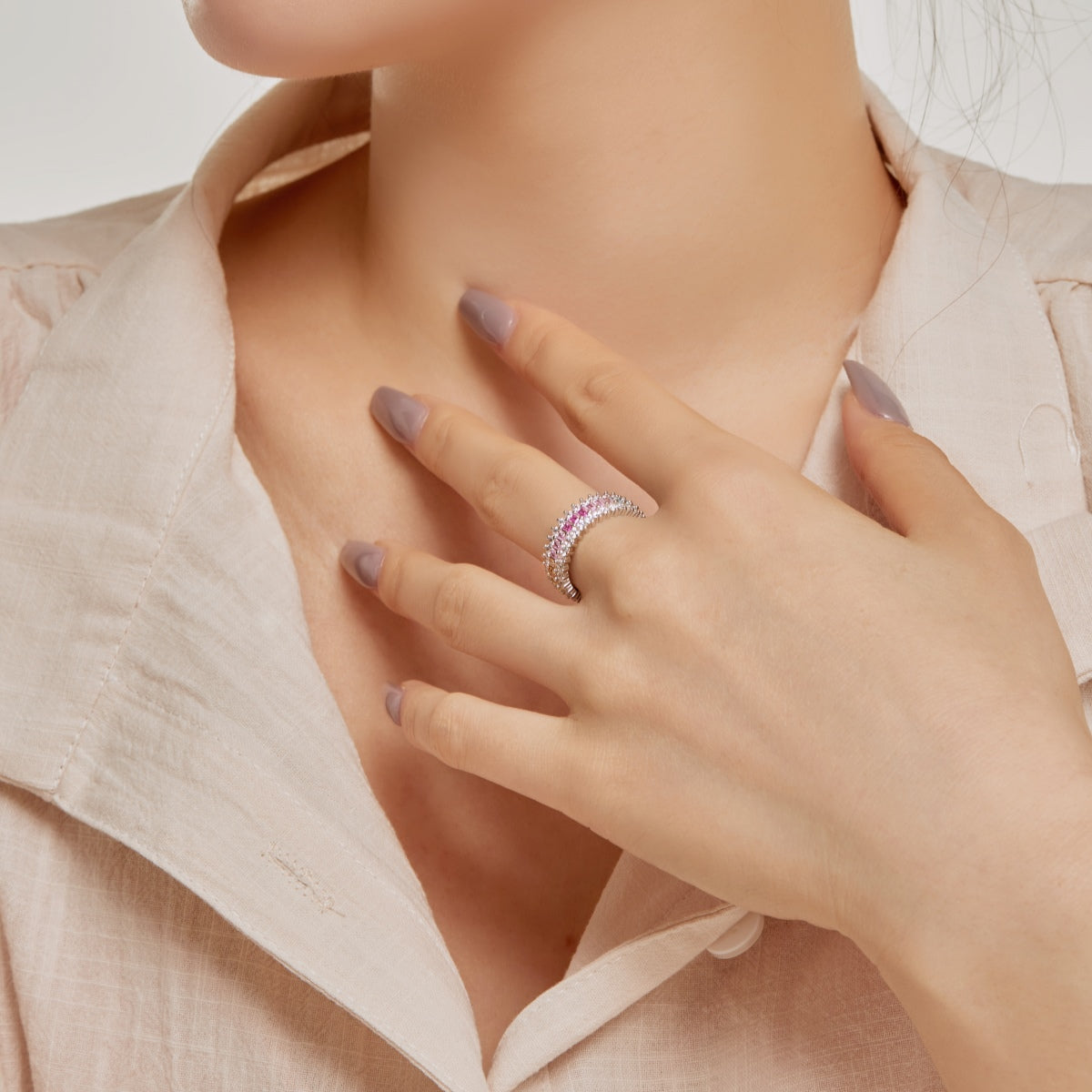 [Olivia JW]Ornate Colorful Radiant Cut Daily Ring