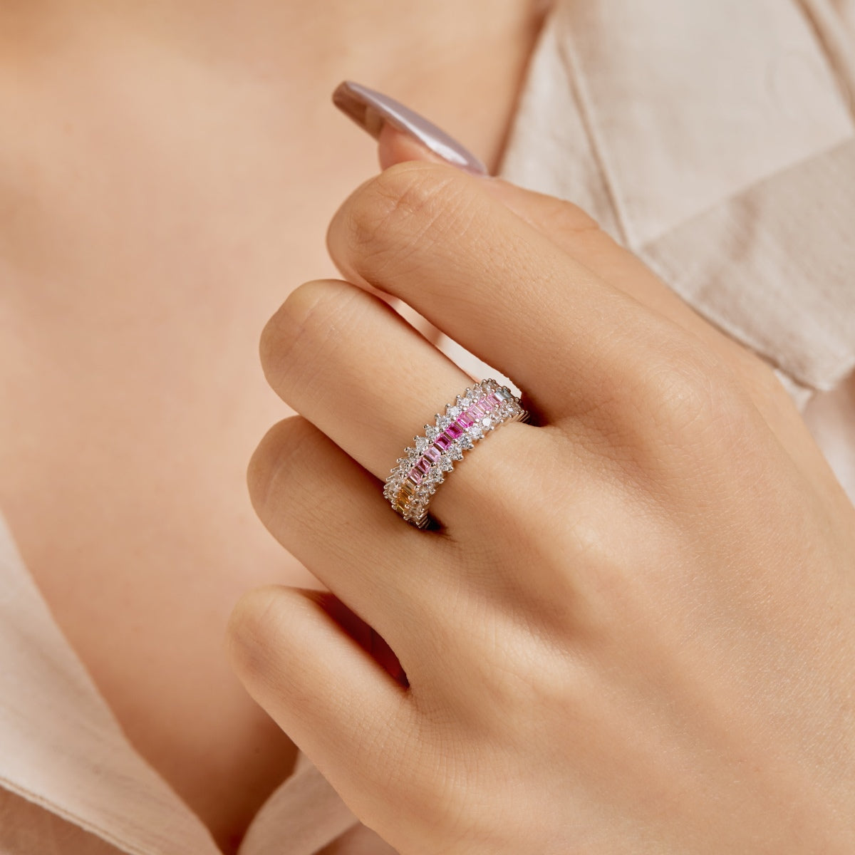 [Olivia JW]Ornate Colorful Radiant Cut Daily Ring