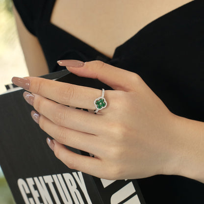 [Olivia JW]Four Leaf Clover Flower Design Ring