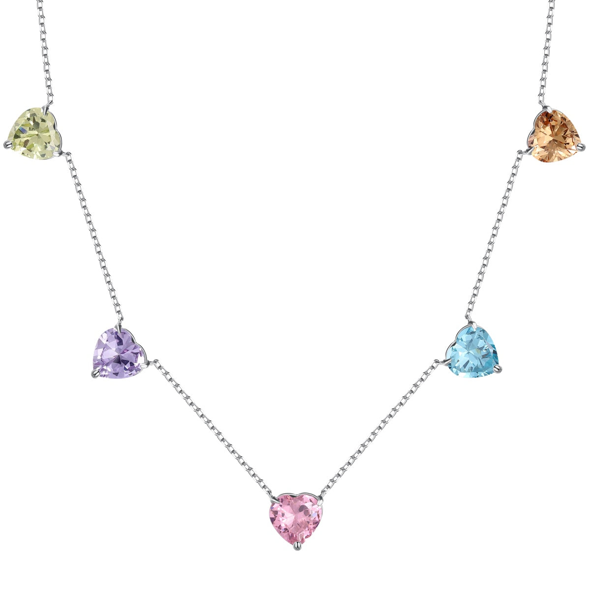 [Olivia JW]Sparkling Colorful Heart Cut Necklace