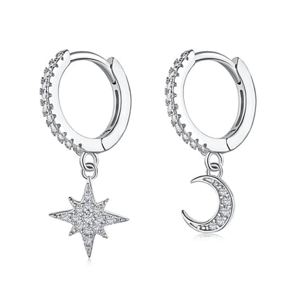 [Olivia JW]Star and Moon Asymmetric Earrings