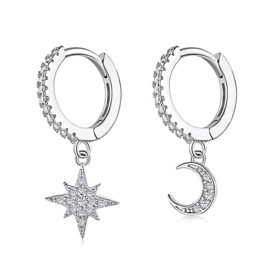 [Olivia JW]Star and Moon Asymmetric Earrings