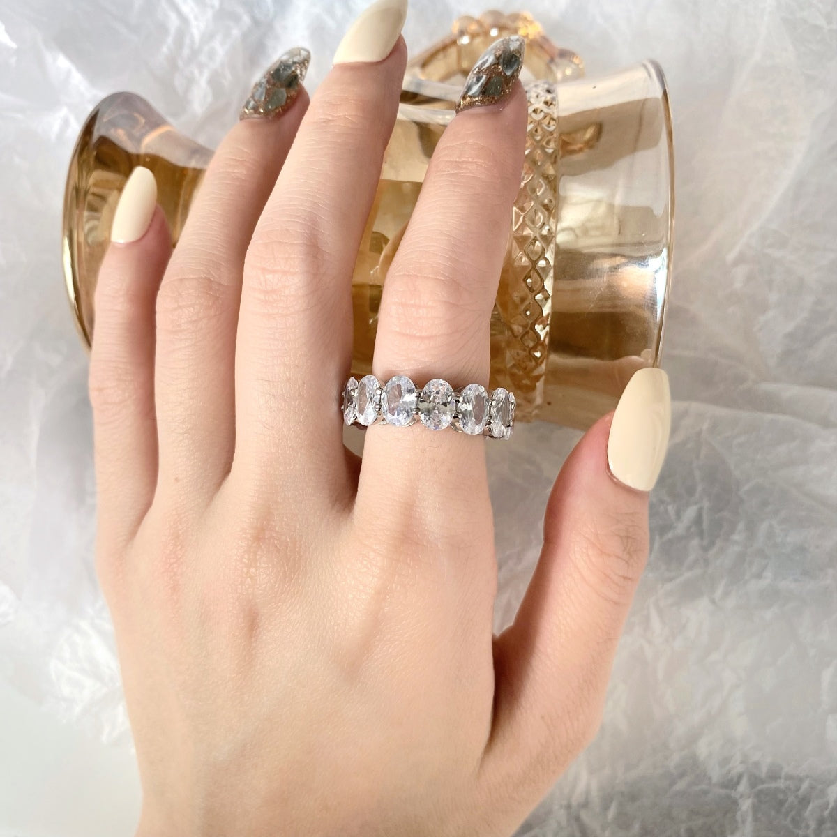 [Olivia JW]Dainty Elongated Cushion Cut Tennis Ring