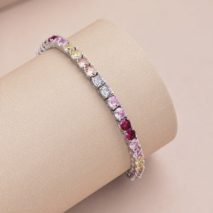 [Olivia JW]Radiant Colorful Round Cut Tennis Bracelet