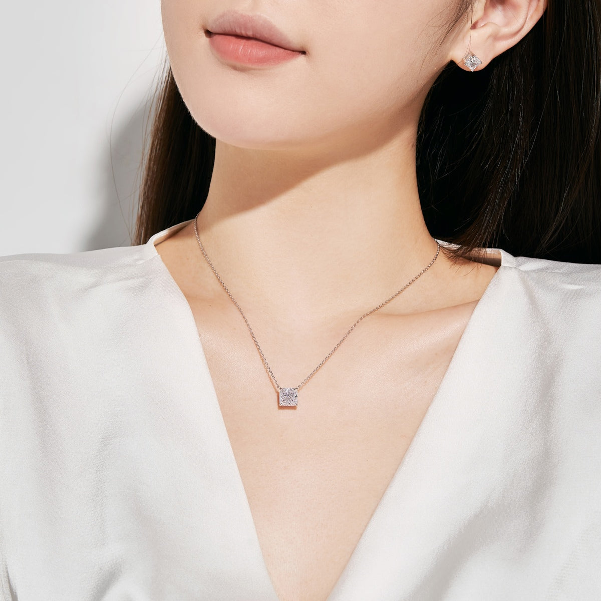 [Olivia JW]1.0 Carat Radiant Princess Cut Wedding Earrings