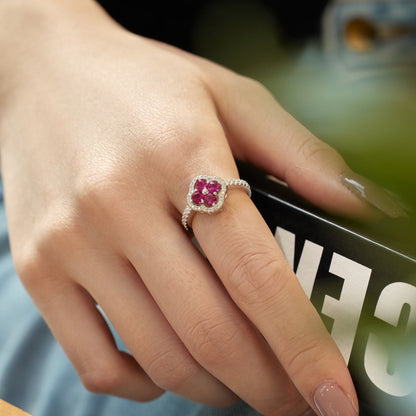 [Olivia JW]Four Leaf Clover Flower Design Ring