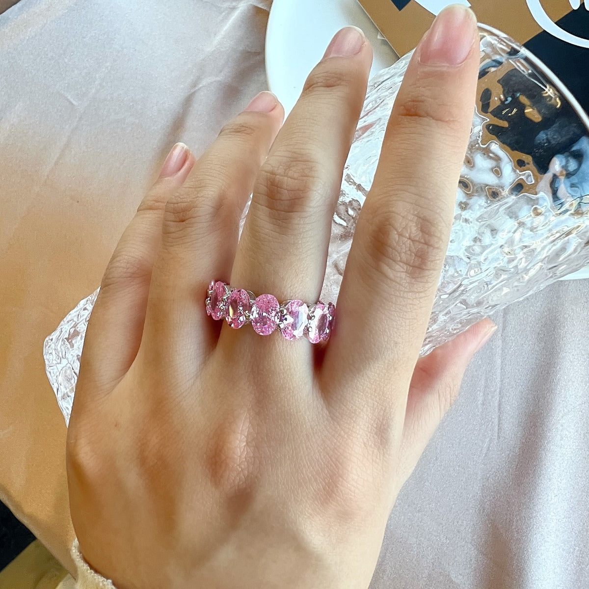 [Olivia JW]Dainty Elongated Cushion Cut Tennis Ring