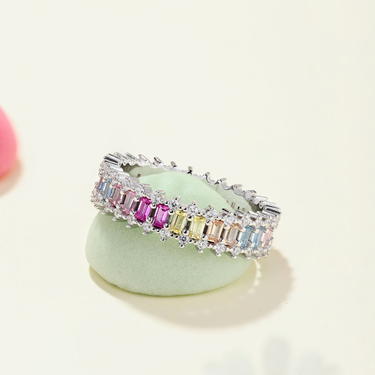 [Olivia JW]Splashy Ornate Emerald Cut Cocktail Ring