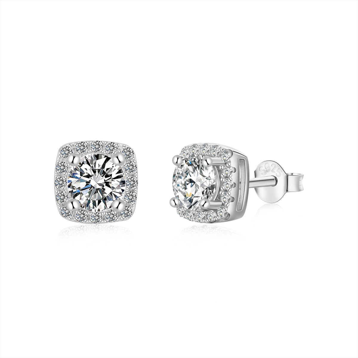 [Olivia JW]Classic Round Center Stone Stud Earrings