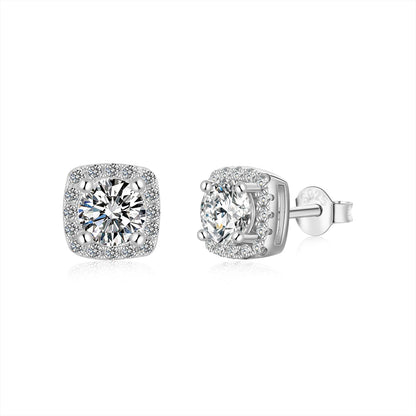 [Olivia JW]Classic Round Center Stone Stud Earrings