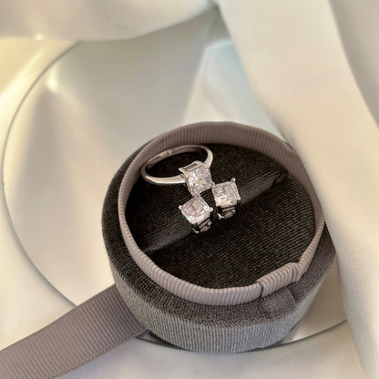 [Olivia JW]1.0 Carat Radiant Princess Cut Wedding Earrings