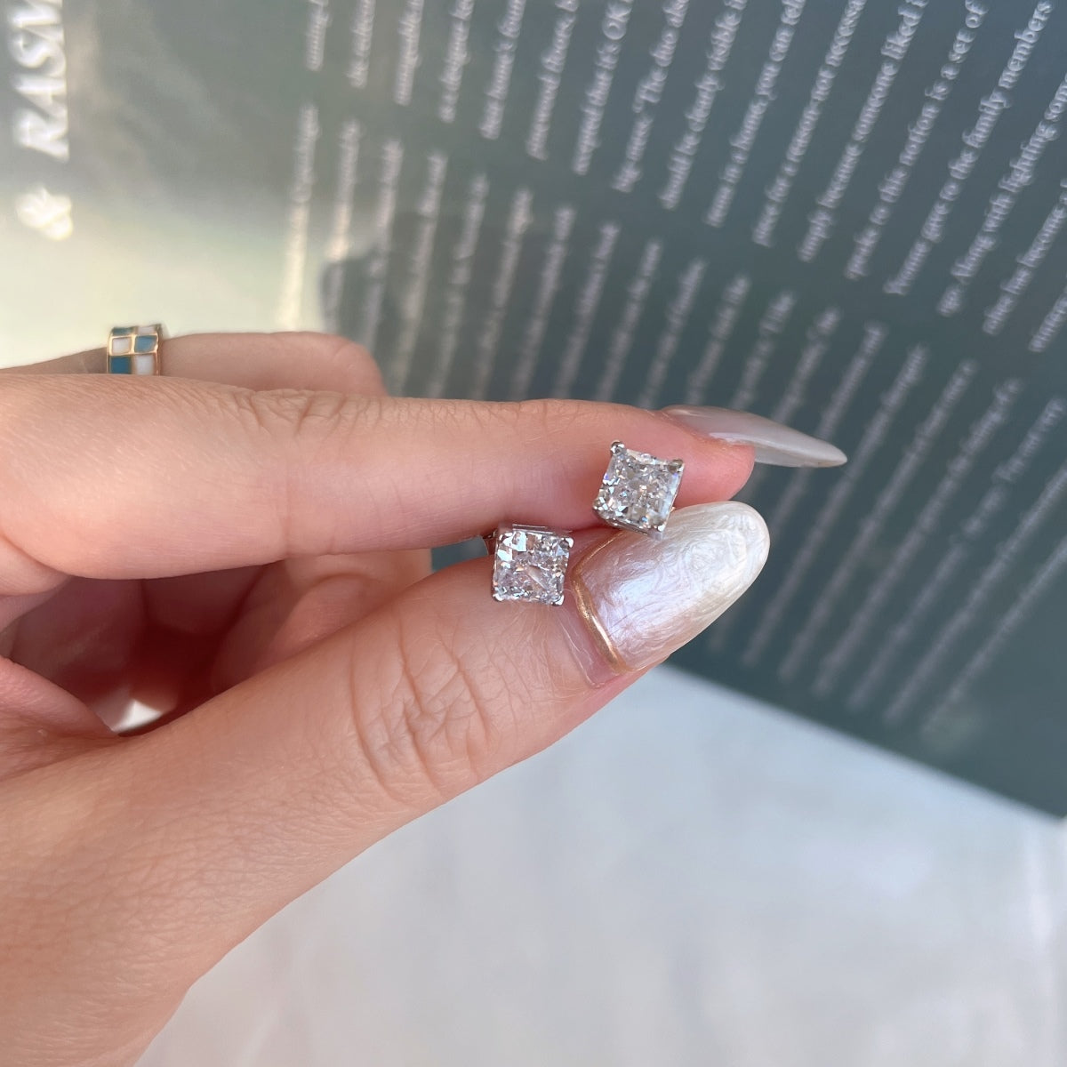 [Olivia JW]1.0 Carat Radiant Princess Cut Wedding Earrings