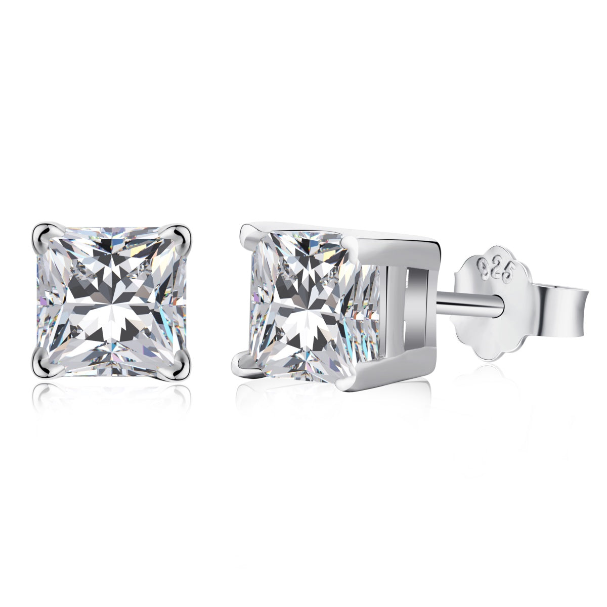 [Olivia JW]1.0 Carat Radiant Princess Cut Wedding Earrings