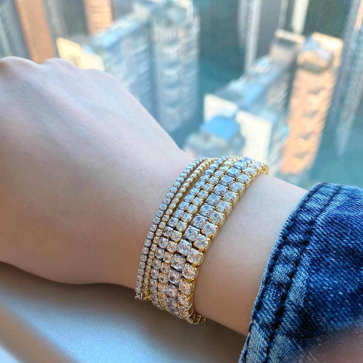 [Olivia JW]Radiant Shinning Princess Cut Tennis Bracelet