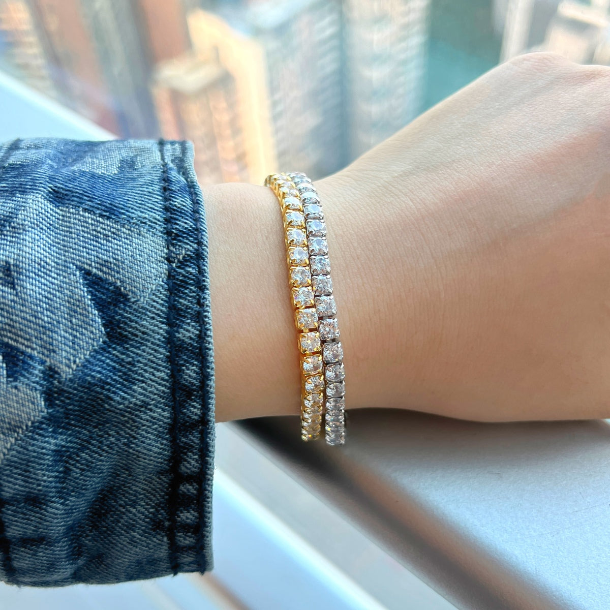 [Olivia JW]Sparkling Radiant Princess Cut Tennis Bracelet