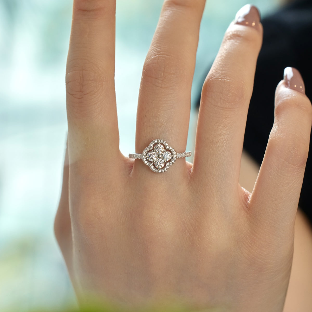 [Olivia JW]Four Leaf Clover Flower Design Ring