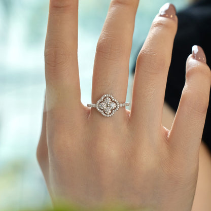 [Olivia JW]Four Leaf Clover Flower Design Ring