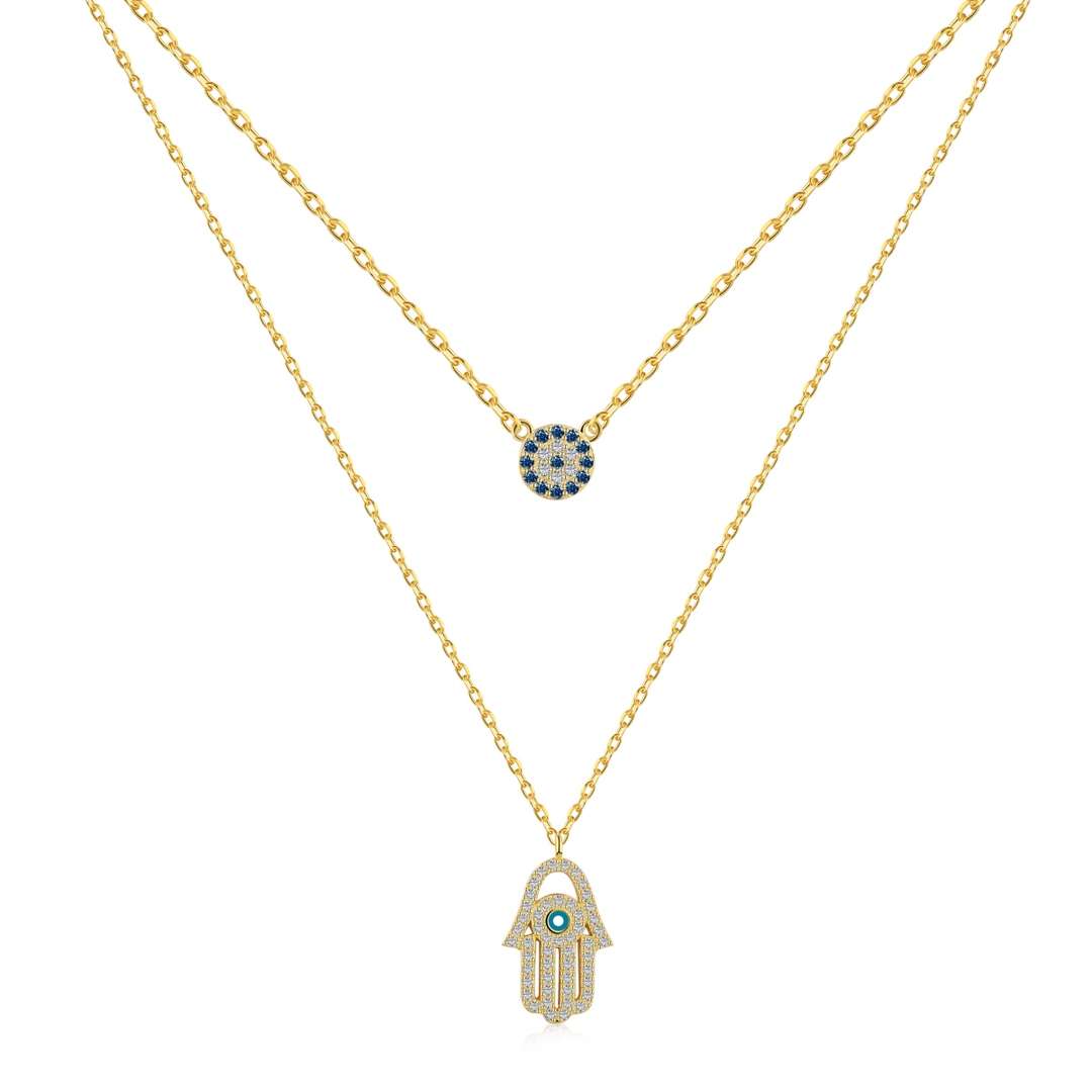 [Olivia JW]Demon Eye Hamsa Palm Necklace