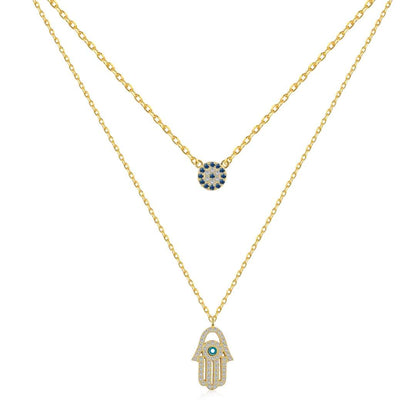 [Olivia JW]Demon Eye Hamsa Palm Necklace